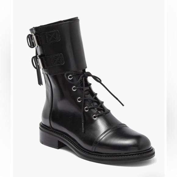 New ALL SAINTS Women’s Dian Polido Leather Combat Boots - Picture 1 of 13